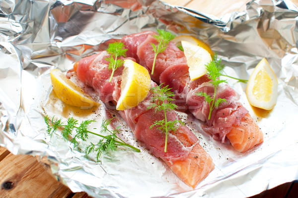 Raw fish preparation Stock photo © unikpix