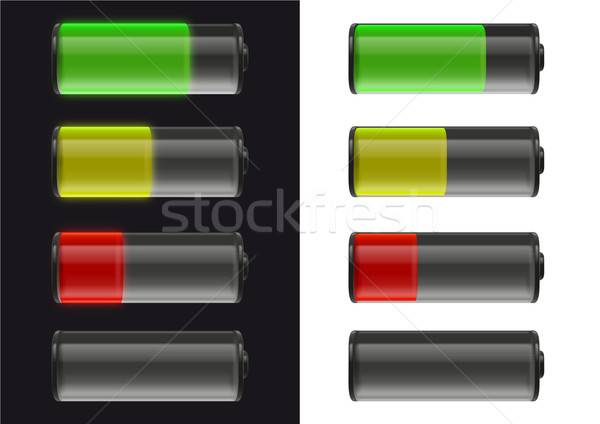Batterie Illustrationen Batterien Kraftstoff Status schwarz weiß Stock foto © unkreatives