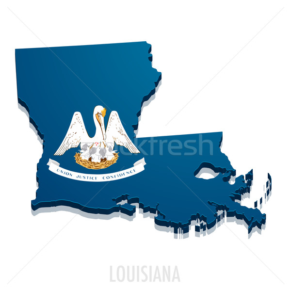 Foto stock: Mapa · Louisiana · detalhado · ilustração · bandeira · eps10