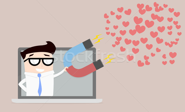 businessman attracting hearts Stock photo © unkreatives