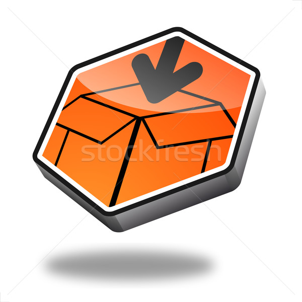 Bouton emballage orange perspectives symbole transport [[stock_photo]] © unkreatives