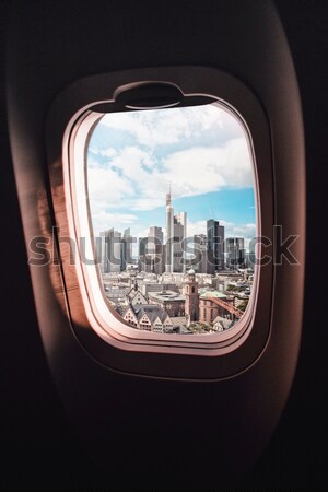 Vliegtuig venster Berlijn luchtfoto Duitsland gebouw Stockfoto © unkreatives