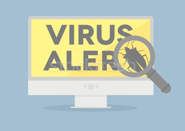Monitoriza virus minimalist ilustrare alerta ecran Imagine de stoc © unkreatives