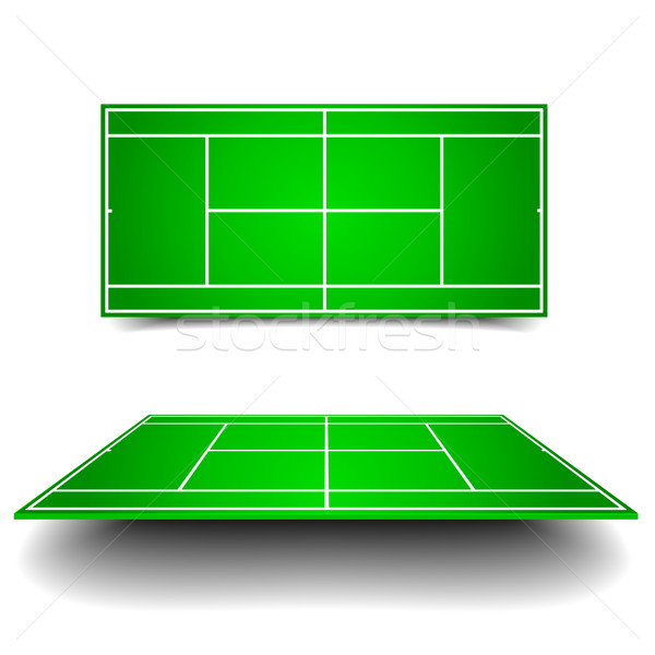 Tennisbaan perspectief gedetailleerd illustratie tennis verschillend Stockfoto © unkreatives