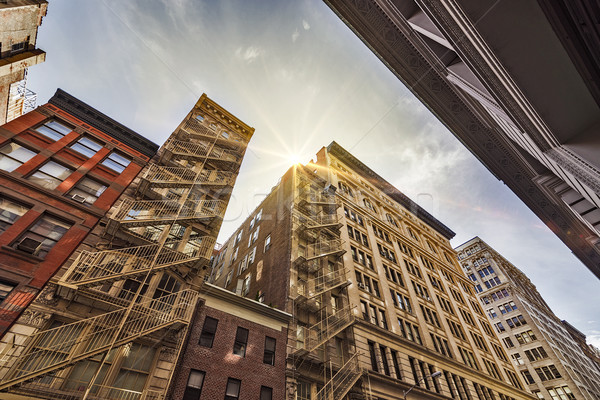 apartment buildings and fire escapes Stock photo © unkreatives