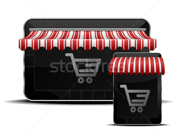 Foto d'archivio: Mobile · shopping · dettagliato · illustrazione · icone