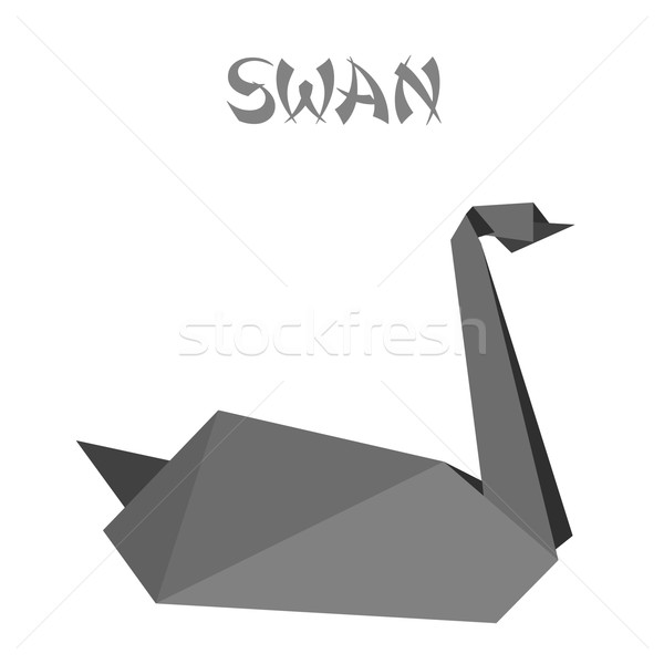 Origami cygne géométrique forme illustration noir [[stock_photo]] © unkreatives