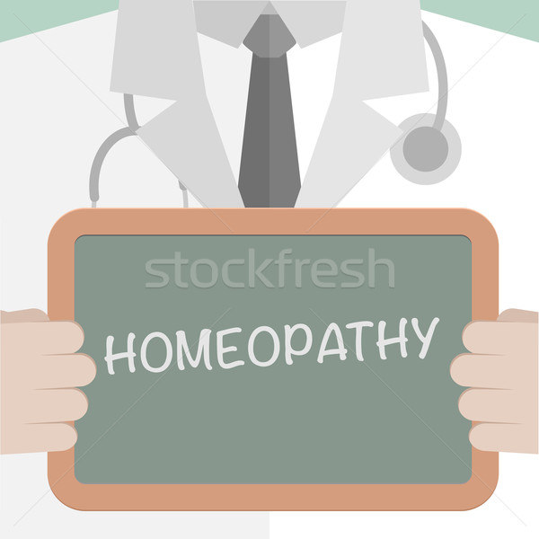 Homeopátia minimalista illusztráció orvos tart iskolatábla Stock fotó © unkreatives