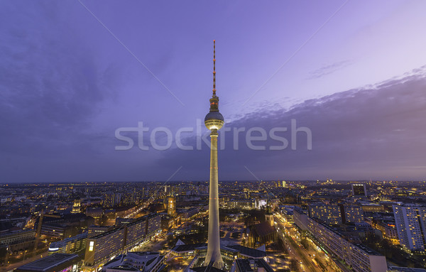 Berlin tv torony légi fénykép Fernsehturm Stock fotó © unkreatives