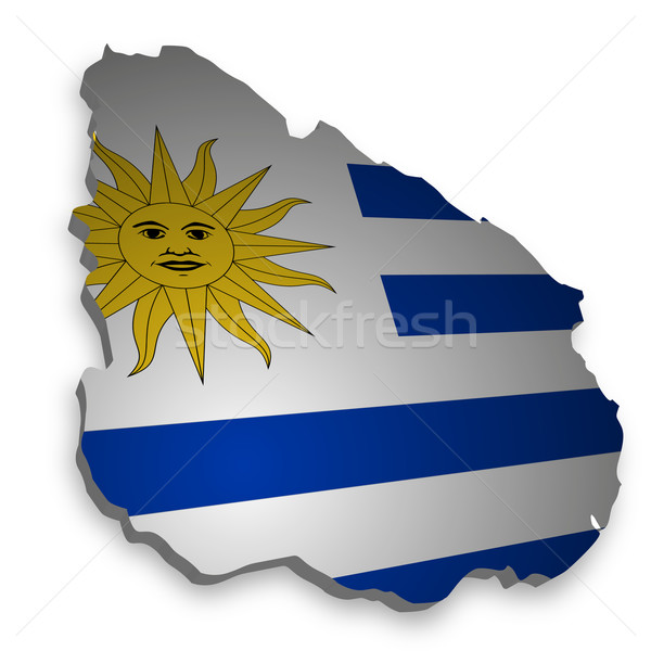 Сток-фото: Уругвай · 3D · флаг · карта · фон