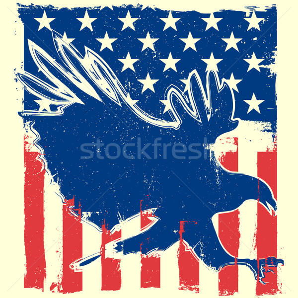 Adelaar vlag gedetailleerd illustratie kaal silhouet Stockfoto © unkreatives