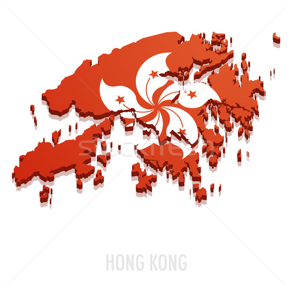 Kaart Hong Kong gedetailleerd illustratie vlag eps10 Stockfoto © unkreatives