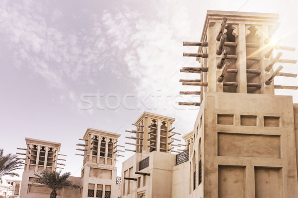 Stockfoto: Traditioneel · arabisch · gebouwen · historisch · zon · hemel