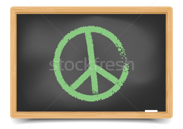 Iskolatábla béke szimbólum részletes illusztráció zöld Stock fotó © unkreatives