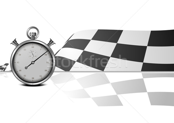 racing flag with stop watch Stock photo © unkreatives