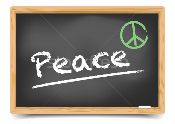 Stockfoto: Blackboard · vrede · gedetailleerd · illustratie · schrijven · symbool