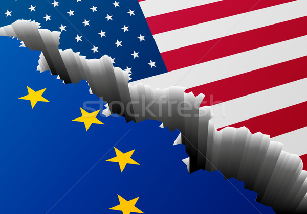 Flagge USA Europa crack detaillierte Illustration Stock foto © unkreatives
