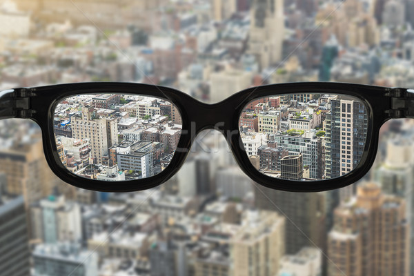 Stock photo: glasses focus cityscape
