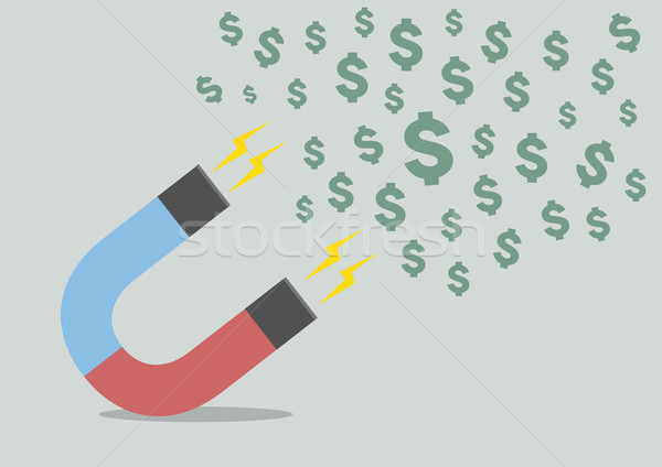 Magnes Dolar ilustracja czerwony niebieski Zdjęcia stock © unkreatives