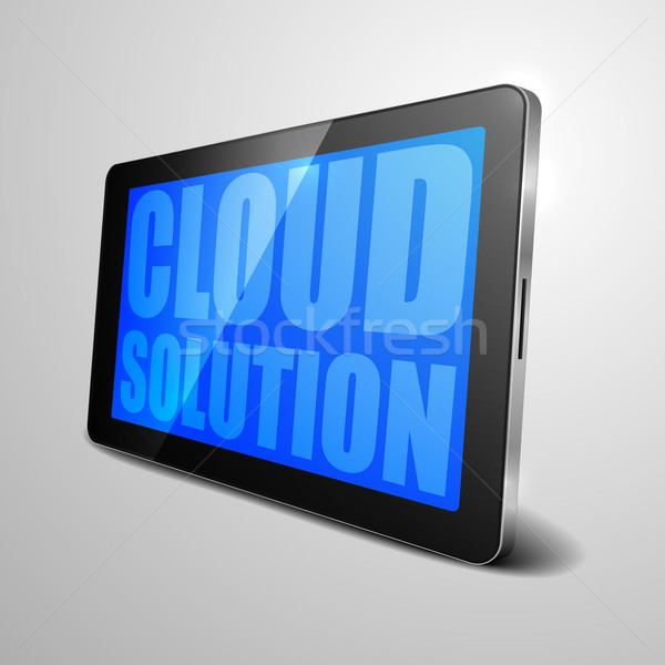 Stockfoto: Tablet · wolk · oplossing · gedetailleerd · illustratie