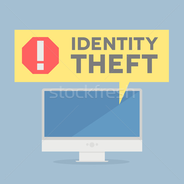 Identiteitsdiefstal illustratie monitor alarm tekstballon Stockfoto © unkreatives