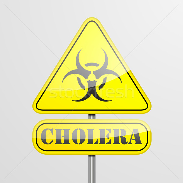 Stock photo: Yellow cholera Warning Sign