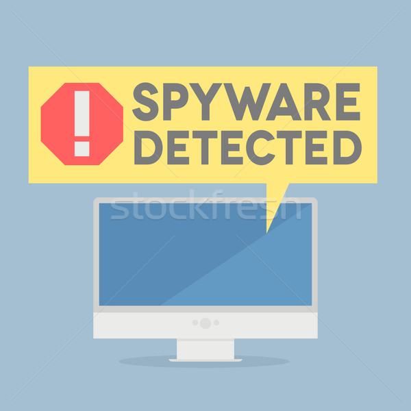 Foto stock: Spyware · ilustración · supervisar · alerta · bocadillo