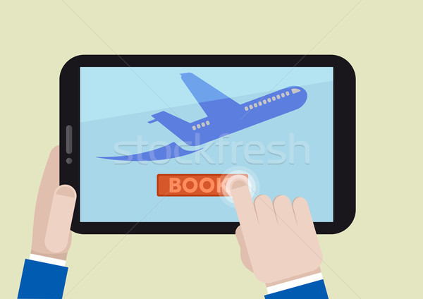 Tablet Buch Flug Illustration Buchung Stock foto © unkreatives
