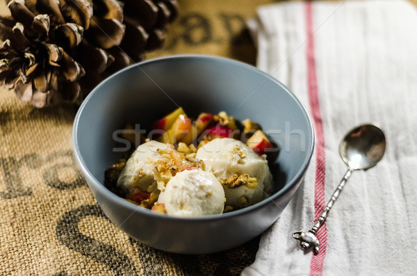 Yogurt; Cut Fruits And Nuts In Bowl Stock photo © unkreatives