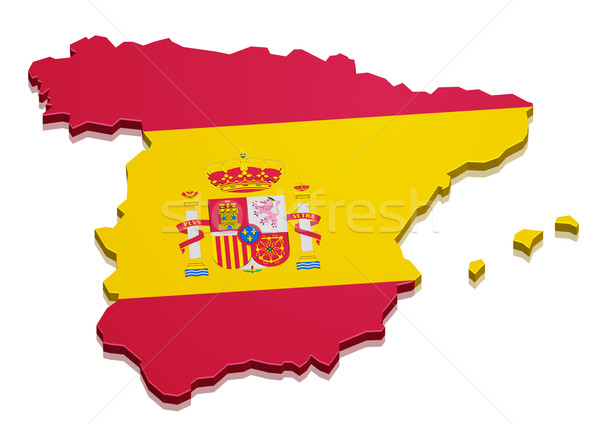 Stock fotó: Spanyolország · térkép · részletes · illusztráció · 3D · zászló