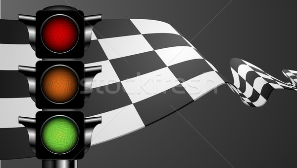 racing flag with green light Stock photo © unkreatives