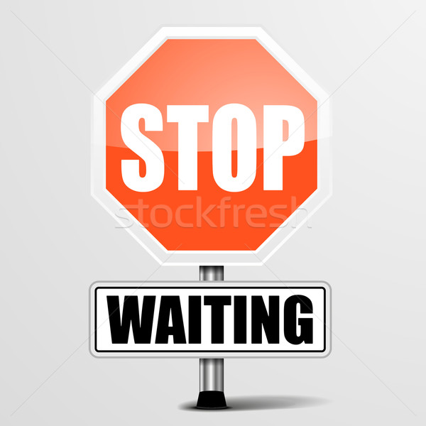 Stop vár részletes illusztráció piros felirat Stock fotó © unkreatives