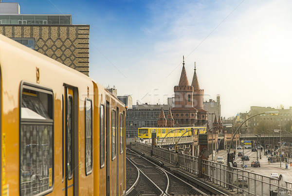 Berlin Ubahn Trains at Oberbaumbridge Stock photo © unkreatives