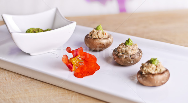 raw food mushrooms with filling Stock photo © unkreatives