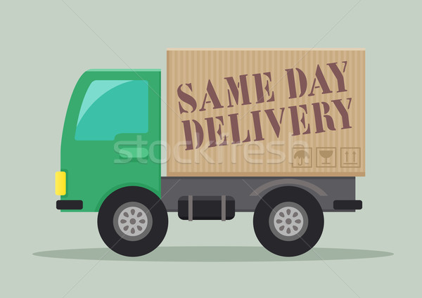 Teherautó nap házhozszállítás minimalista illusztráció szállítóautó Stock fotó © unkreatives