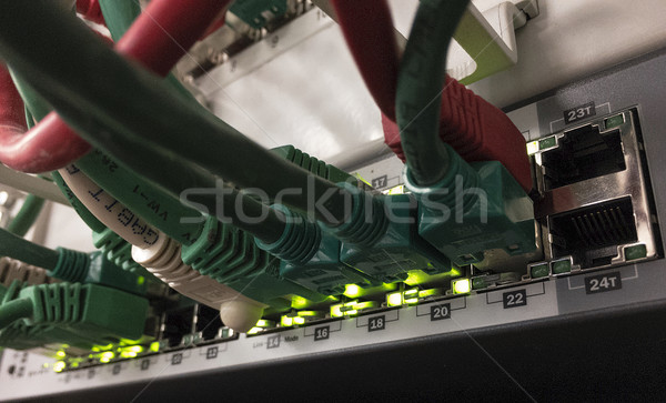 Stock foto: Server-Rack · Kabel · Patch · Panel · unterschiedlich