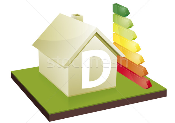 Stockfoto: Huis · energie-efficiëntie · klasse · bars · tonen · letter · d