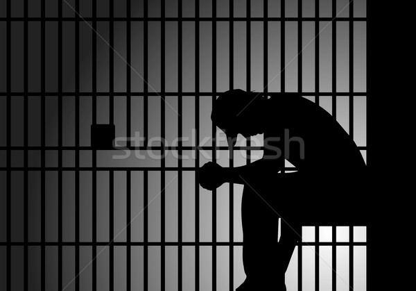 Gevangenis mannelijke bewoner gedetailleerd illustratie achter Stockfoto © unkreatives