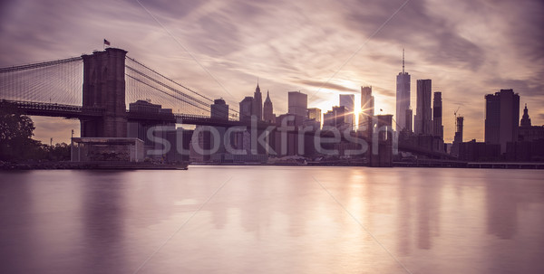 Manhattan Skyline with Brooklyn Bridge Stock photo © unkreatives