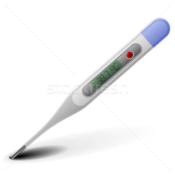 Stockfoto: Digitale · thermometer · gedetailleerd · illustratie · geïsoleerd · witte