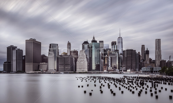 Stock foto: Senken · manhattan · Skyline · dramatischen · Landschaft · Abend