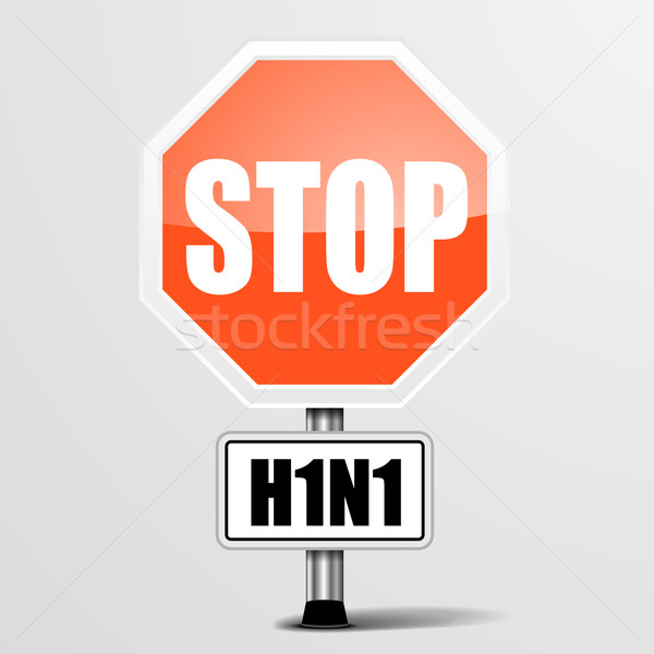 Piros h1n1 stoptábla részletes illusztráció stop Stock fotó © unkreatives