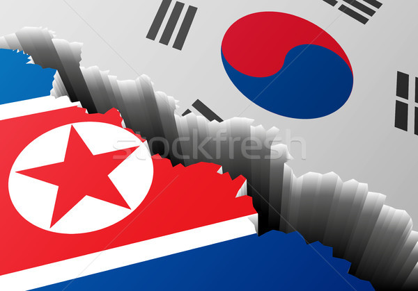 Stock photo: Crack North and South Korea