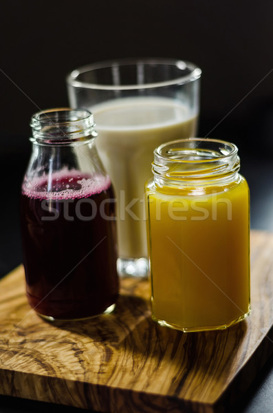 Juices And Fruit Milkshake On Board Stock photo © unkreatives