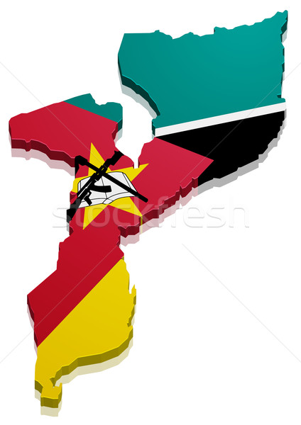 Térkép Mozambik részletes illusztráció zászló eps10 Stock fotó © unkreatives