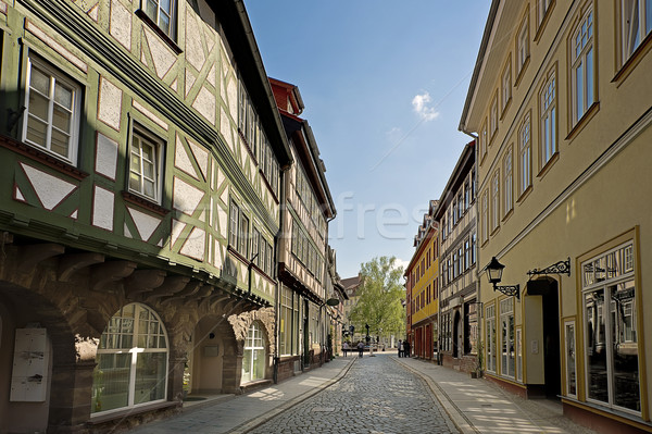 Street with half timbered houses Stock photo © unkreatives
