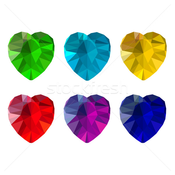 Set sechs farbenreich Juwelen grünen Juwel Stock foto © unweit