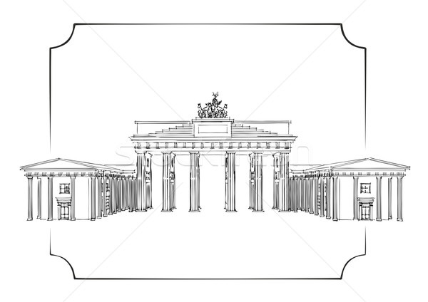 ストックフォト: ブランデンブルグ門 · 孤立した · 白 · 鉛筆 · 芸術 · 建物