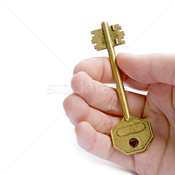 Kulcs arany kéz fehér iroda otthon Stock fotó © UPimages