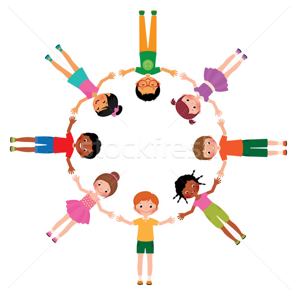 Foto stock: Grupo · amigos · meninos · meninas · círculo · estoque